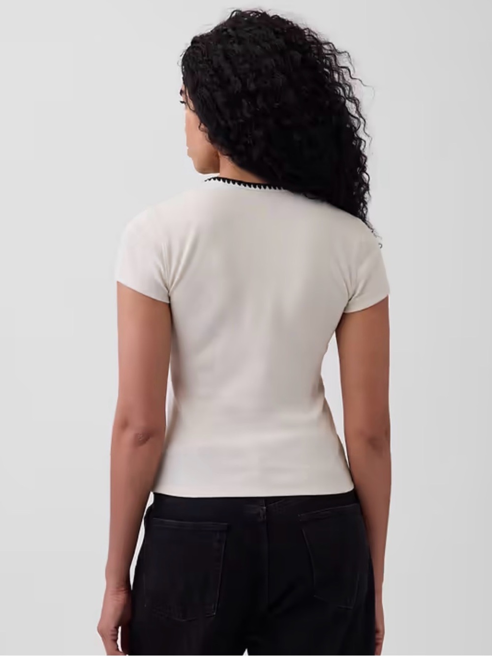 Modern Rib Button front crew tshirt, Medium - Picture 4 of 8